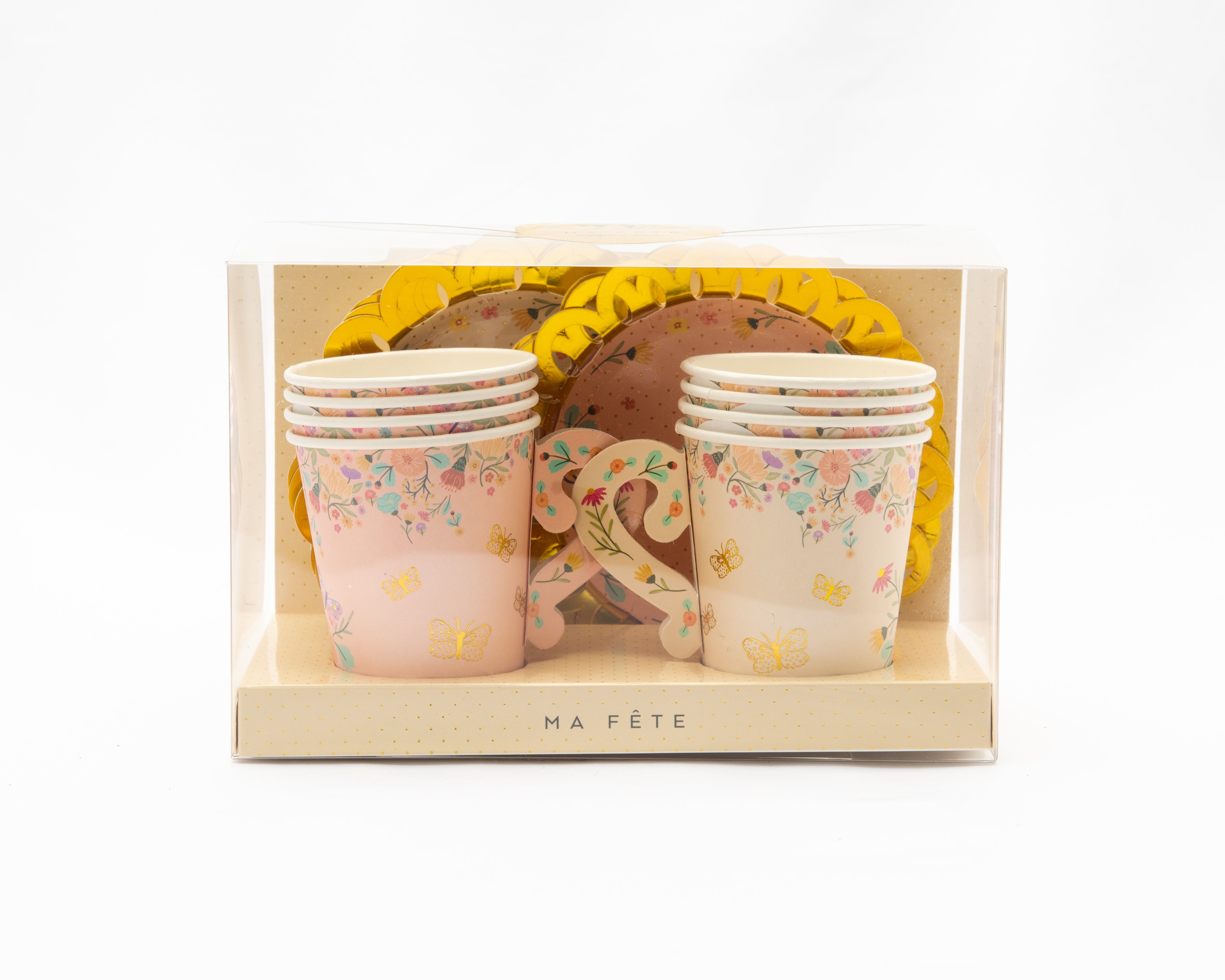 Jubilation Box Butterfly Garden Tea Party Paper Tea Cups and Saucers, 9oz, 8ct